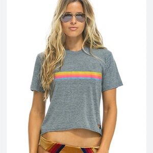 Aviator Nation Sunset Boyfriend Tee in Heather/Neon Rainbow